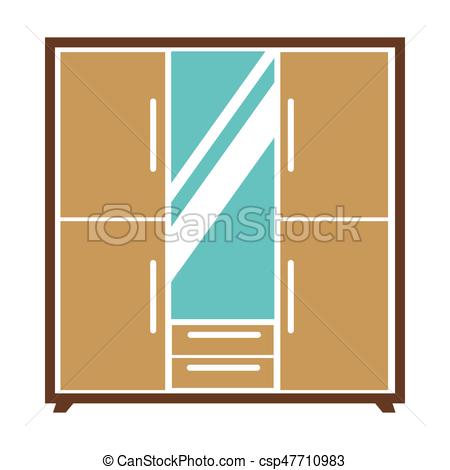 450x470 Big Wardrobe With Mirror. Vector Illustration Of The Classic