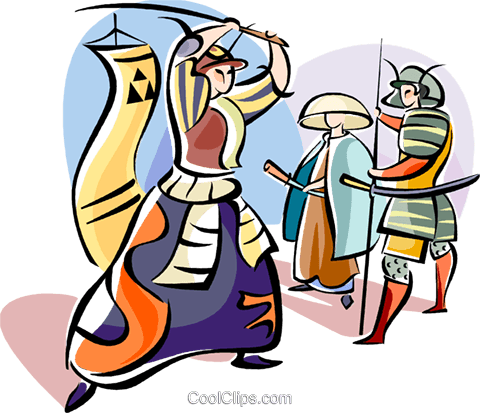 480x413 Japanese Samurai Warriors Royalty Free Vector Clip Art