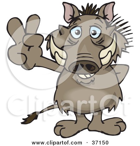 450x470 Clipart Of A Cartoon Happy Warthog Playing An Electric Guitar