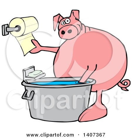 450x470 Big Fat Woman Taking A Hot Shower Clipart Illustration By Djart