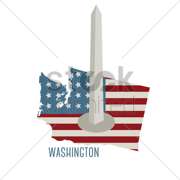 600x600 Washington State Map With Washington Monument Vector Image
