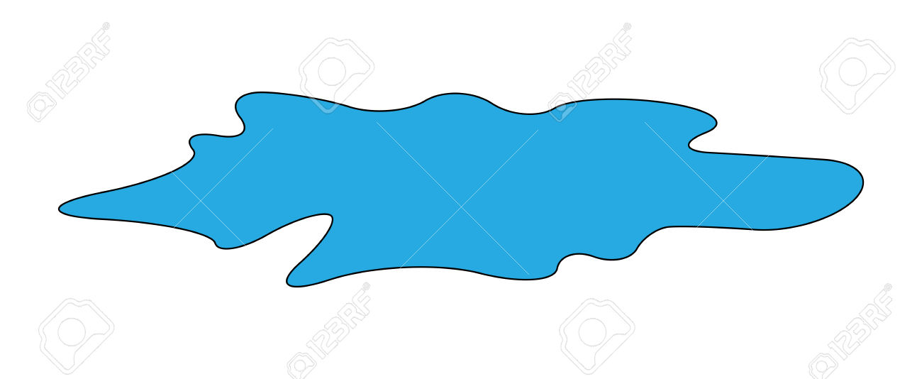 1300x534 Puddle Of Water Spill Clipart. Blue Stain, Plash, Drop. Vector