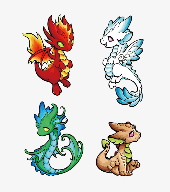650x736 Vector Water And Fire Earth Four Elements Dragons, Dragon, Fire