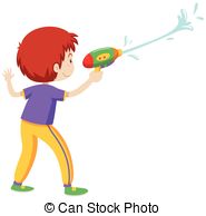 185x194 Children Playing With Water Gun Vector Clipart Royalty Free. 320