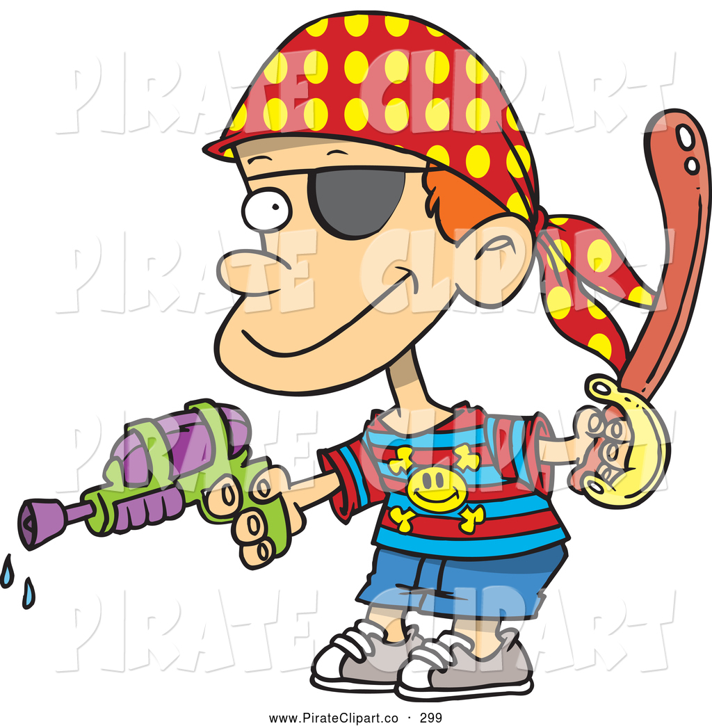 1024x1044 Vector Clip Art Of A Mischievous Pirate Boy Shooting Water Gun By