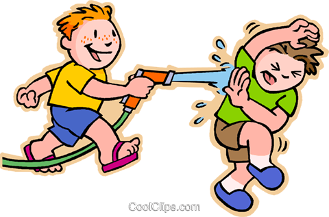 480x317 Boys Having Squirt Gun Fight Royalty Free Vector Clip Art