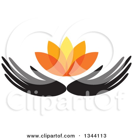 450x470 Clipart Of Black Hands Holding An Orange Water Lily Lotus Flower