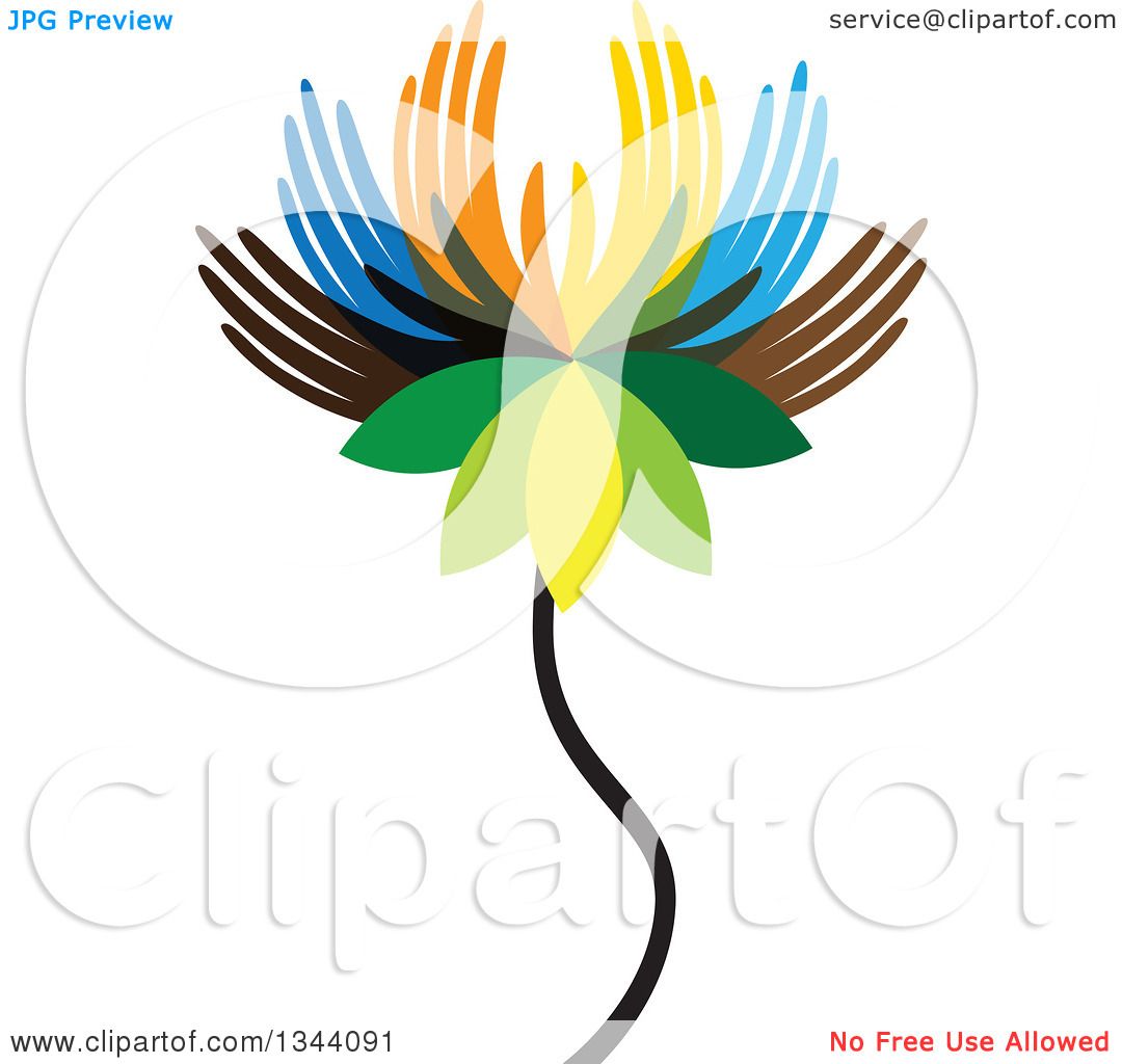 1080x1024 Clipart Of A Colorful Water Lily Lotus Flower Made Of Hands 2