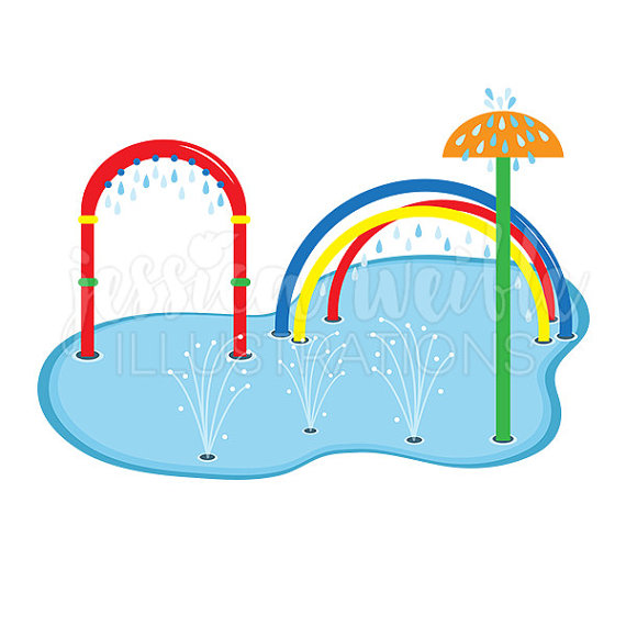 570x570 Splash Pad Clip Art, Cute Digital Clipart, Water Park Clip Art