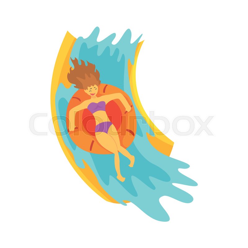 800x800 Young Woman Riding Down A Water Slide In A Water Park In Summer