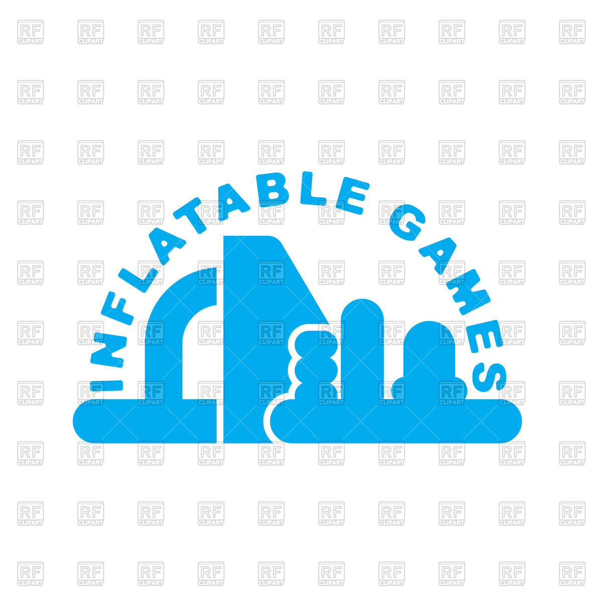 1200x1200 Inflatable Games. Emblem For Water Park. Royalty Free Vector Clip