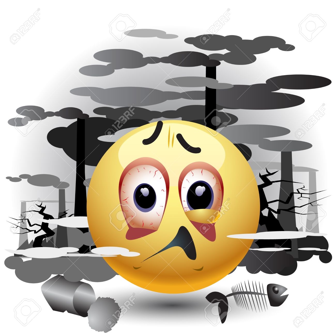 1296x1300 Smiley Ball Sending Message About Pollution Royalty Free Cliparts
