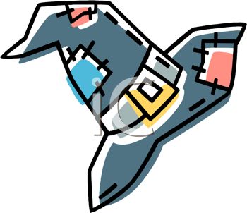 350x302 Picture Of A Cartoon Witch Hat With Patches Sewn On In A Vector