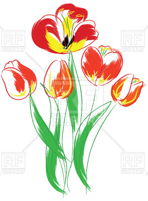 294x400 Hand Drawn Watercolor Tulips Bouquet Royalty Free Vector Clip Art