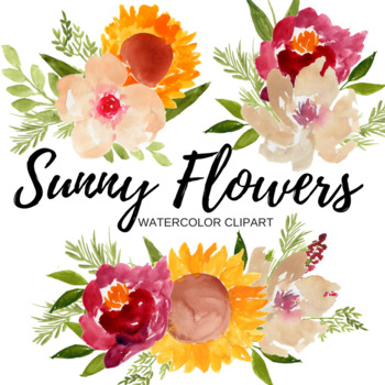 350x350 Watercolor Elegant Flower Clip Art Set By Writelovely Tpt