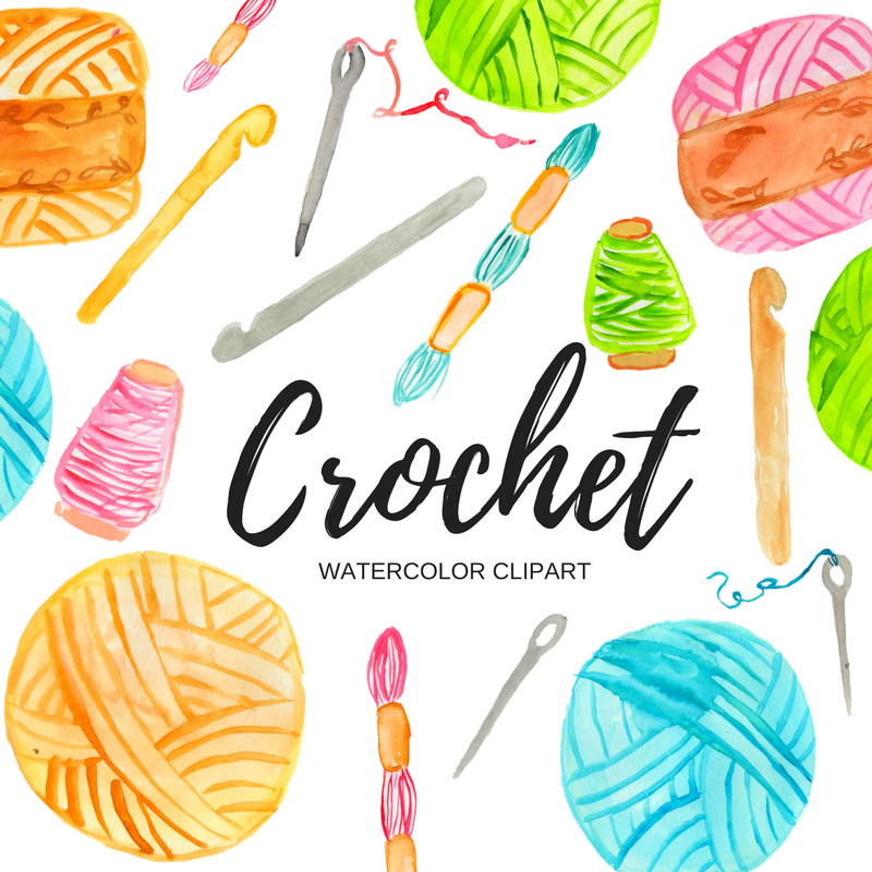 800x800 Watercolor Crochet Clipart Writelovely