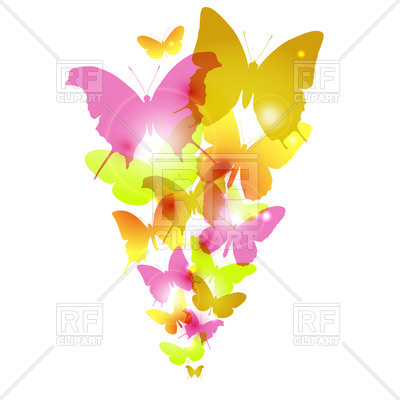400x400 Watercolor Silhouette Butterflies Royalty Free Vector Clip Art