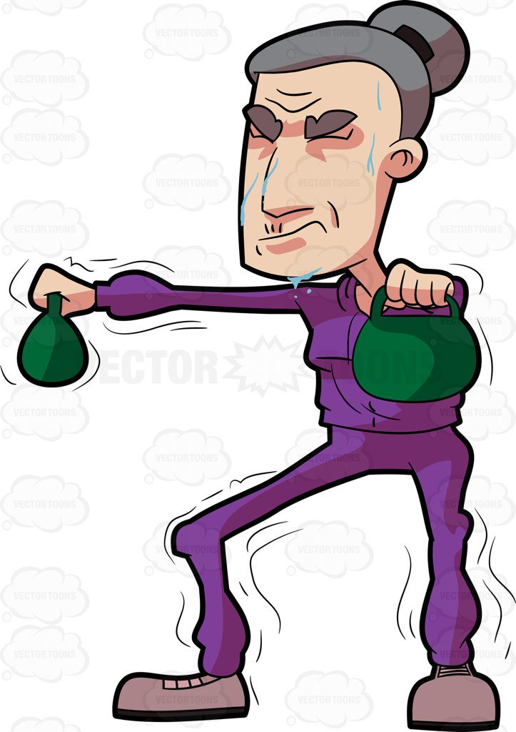 723x1024 A Grandma Lifting A Couple Of Heavy Kettlebells At An Outdoor Pool