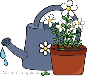 300x261 Clip Art Of Potted Daisies And A Watering Can