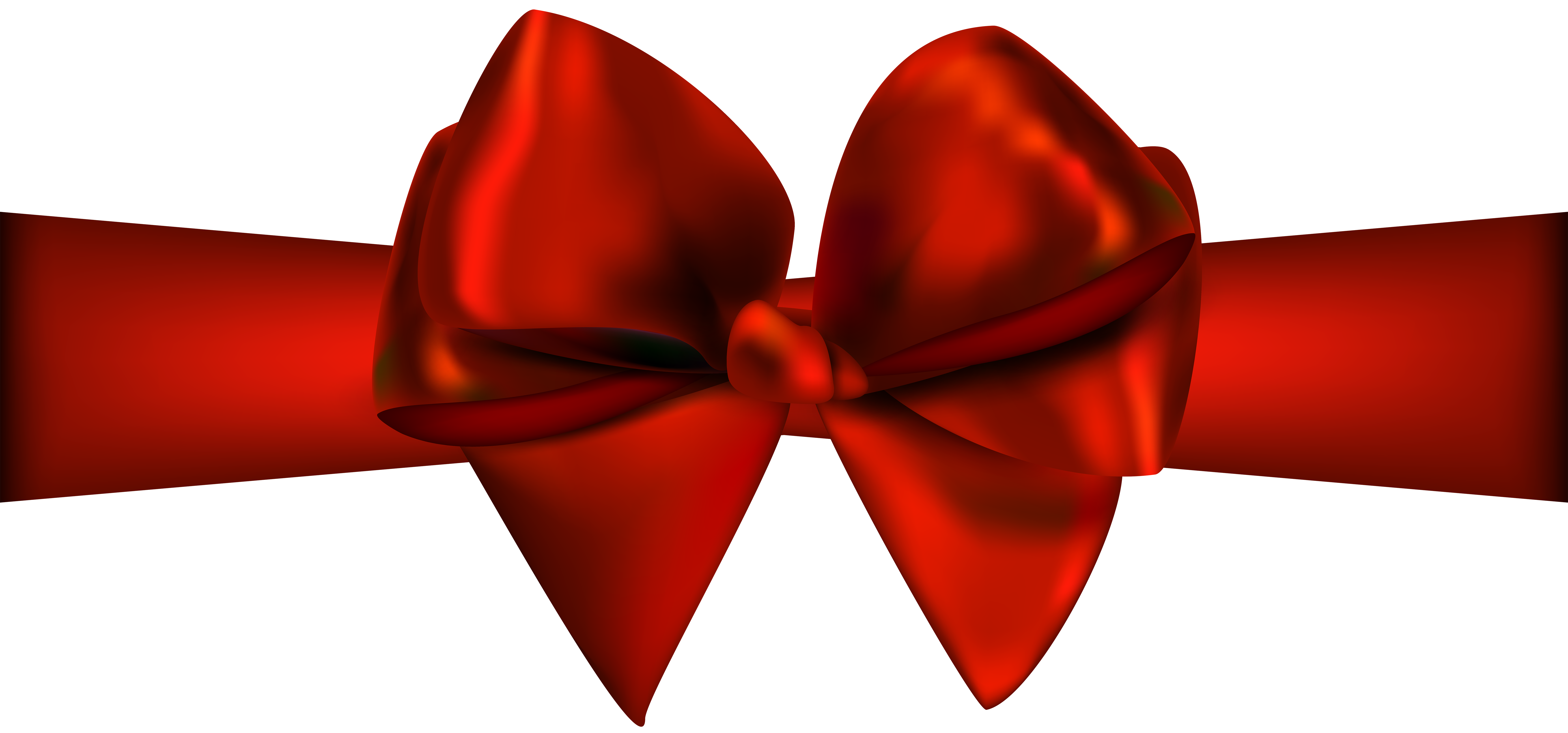 7000x3274 Red Ribbon With Bow Png Clip Art
