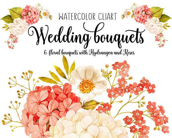 570x456 Watercolour Floral Clipart, Wedding Clipart, Hydrangea, Png