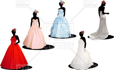 400x247 Silhouettes Of Brides In Wedding Dresses Royalty Free Vector Clip