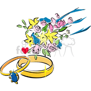 300x300 Royalty Free Wedding Rings With Flowers 146219 Vector Clip Art