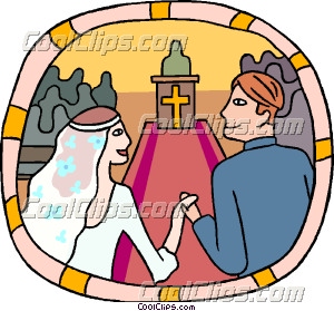 300x279 Marriage Couple Going Down The Aisle Clip Art