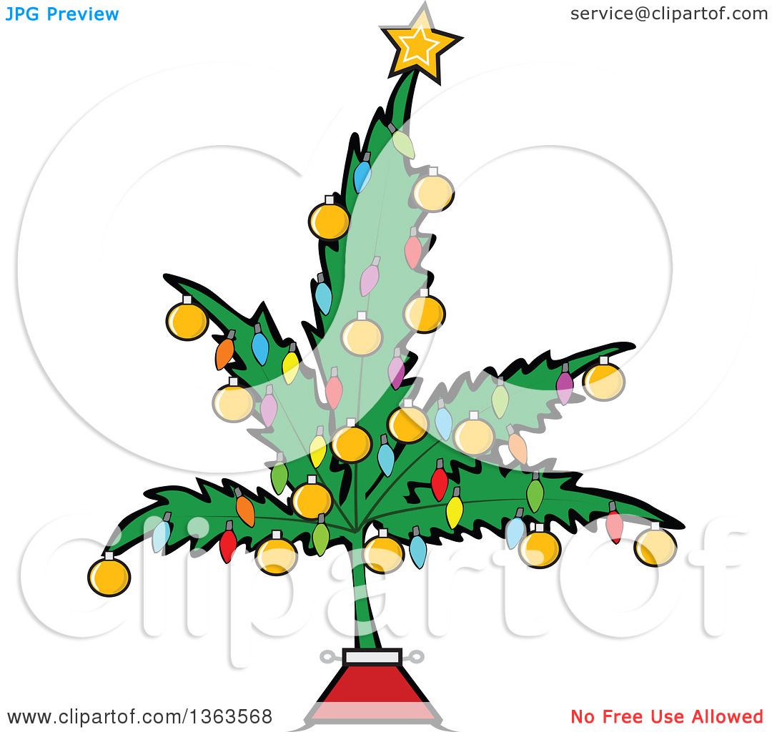 1080x1024 Clipart Of A Cartoon Marijuana Pot Leaf Weed Christmas Tree