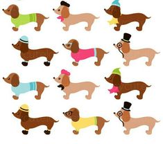 235x208 Dachshund Clip Art Set Dog Clipart, Wiener Dogs, Sausage Dogs