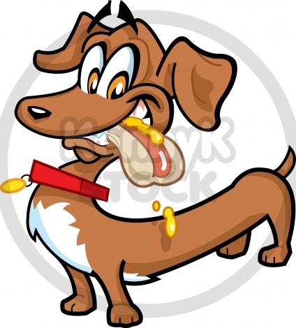 424x470 Dachshund Hot Dog Vector Cartoon Character Mascot Avatar Clip Art