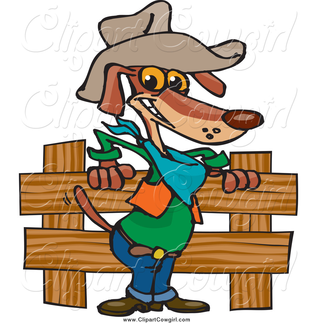 1024x1044 Clipart Of A Cowboy Wiener Dog Posing By A Wooden Fence By Dennis