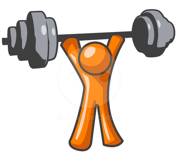 590x527 Clipart Illustration Of Orange Man Lifting Weights Exercising