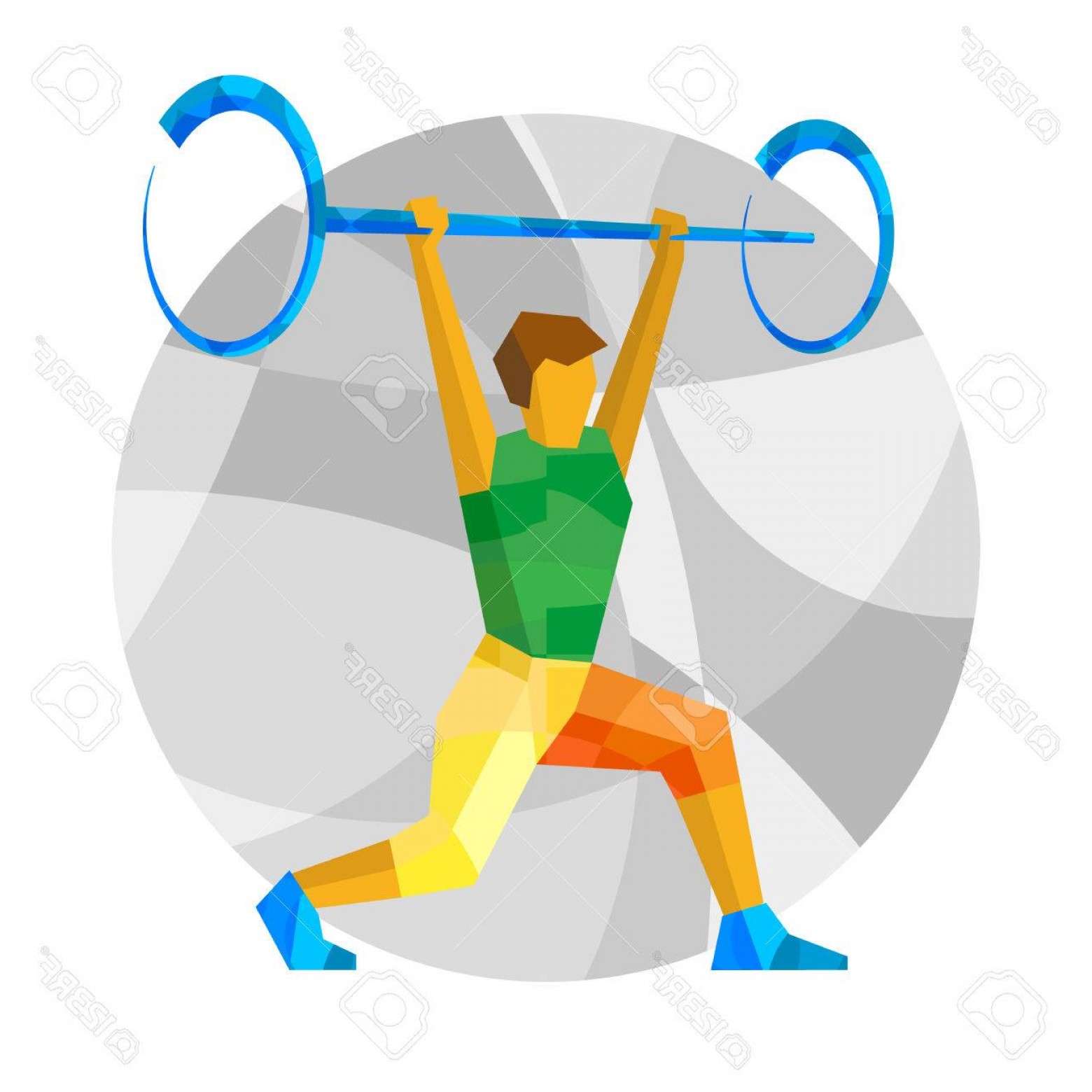 1560x1560 Photostock Vector Weightlifter With Abstract Patterns Flat Athlete