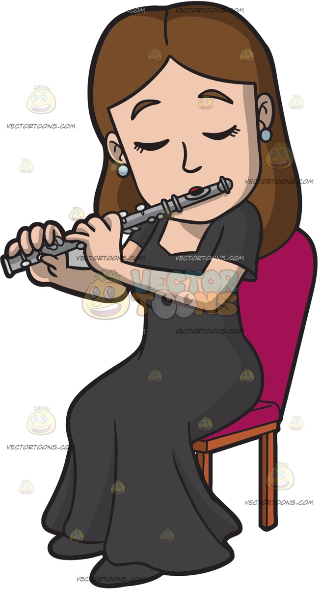 654x1200 A Woman Playing A Piccolo Cartoon Clipart Vector Toons