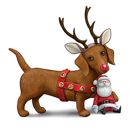 450x450 Rudolph The Red Nosed Reindeer Dachshund Through The Snow Figurine