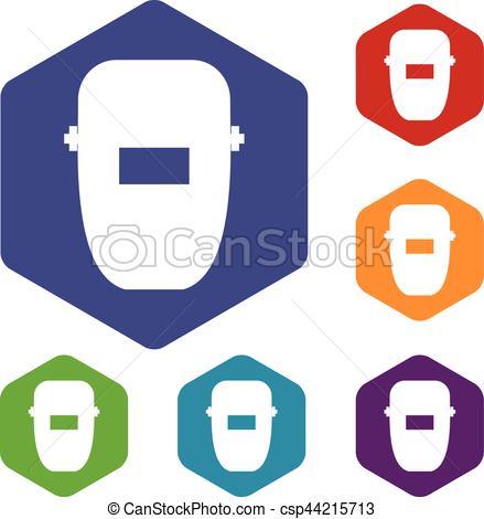 439x470 Welding Mask Icons Set Rhombus In Different Colors Isolated
