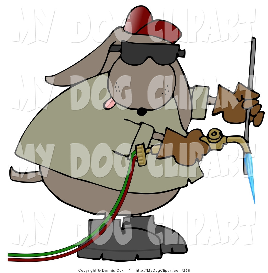 1024x1044 Clip Art Of An Industrial Brown Dog Welding And Wearing Shades By