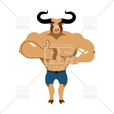400x400 Minotaur Thumb Up Shows Well. Monster With Bull Head. Royalty Free