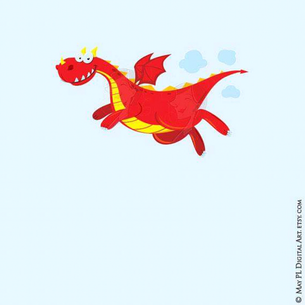 1024x1024 Flying Welsh Dragon, Part Of A 14 Piece Clip Art Set