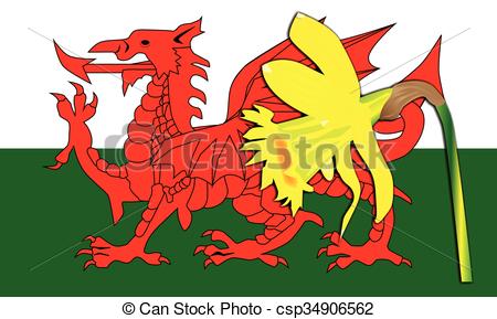 450x289 Daffodil Welsh Dragon Flag. The National Dragon Flag Of Wales