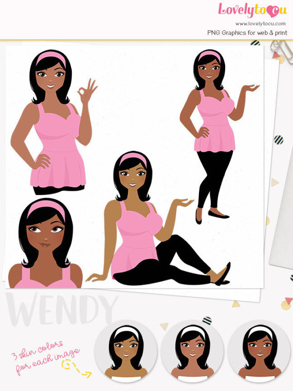570x760 Curvy Girl Clipart Working Mom Avatar Woman Character