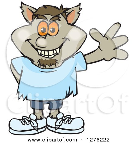 450x470 Clipart Of A Cartoon Happy Werewolf Playing An Electric Guitar
