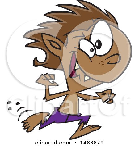 450x470 Clipart Of A Cartoon Lineart Werewolf Boy