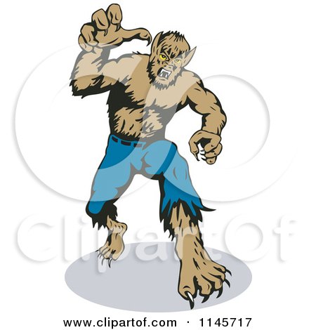 450x470 Clipart Of A Werewolf Reaching Outwards