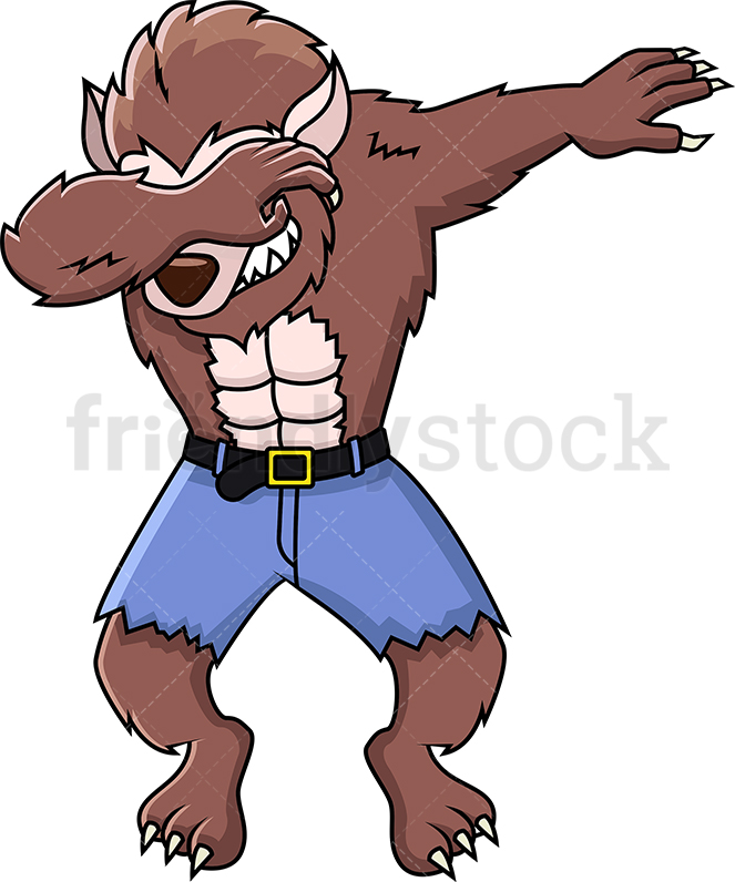 663x796 Dabbing Werewolf Cartoon Clipart