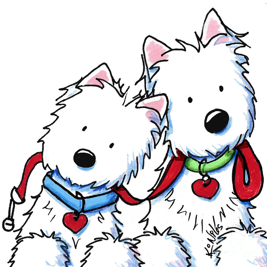 900x900 Westie Dog Park Duo Drawing By Kim Niles