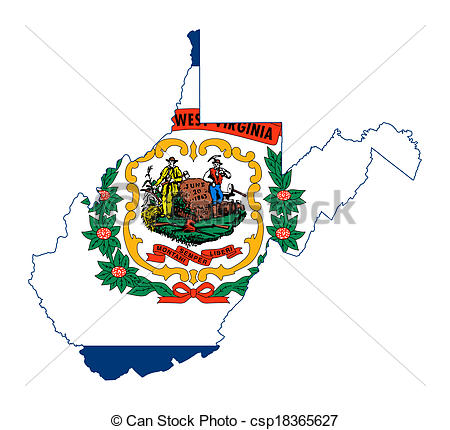 450x430 State Of West Virginia Flag Map Isolated On A White Clip Art