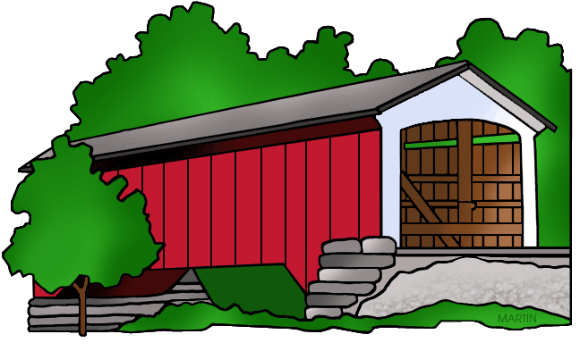 648x393 United States Clip Art By Phillip Martin, West Virginia Covered Bridge