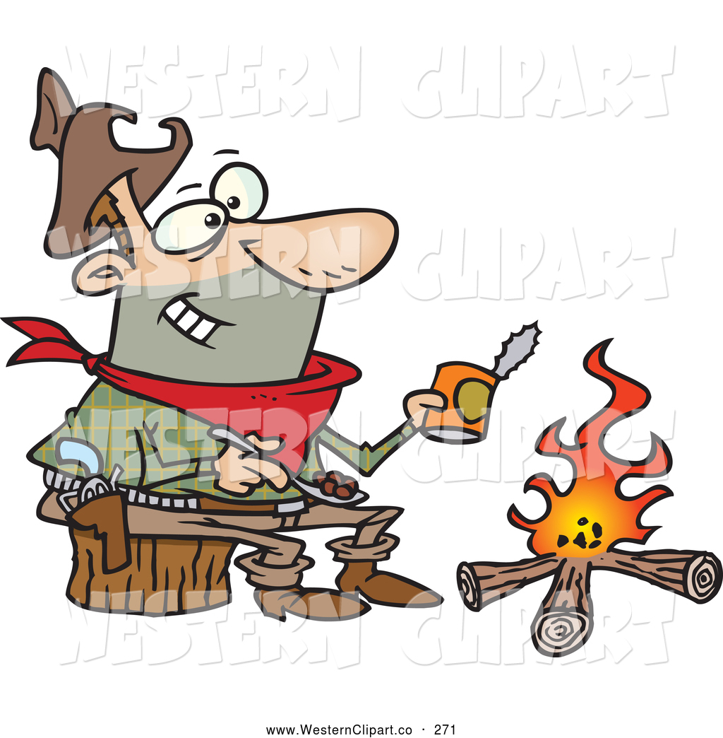1024x1044 Vector Clip Art Of A Cartoon Happy Cowboy Baking Beans Over A Camp